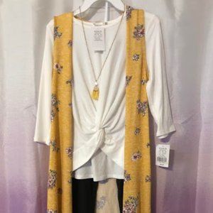 Girls Knit Works 3-piece Twist Top & Leggings Set